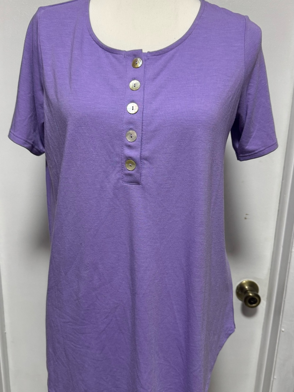 Zenana Outfitters Purple Short Sleeve Henley